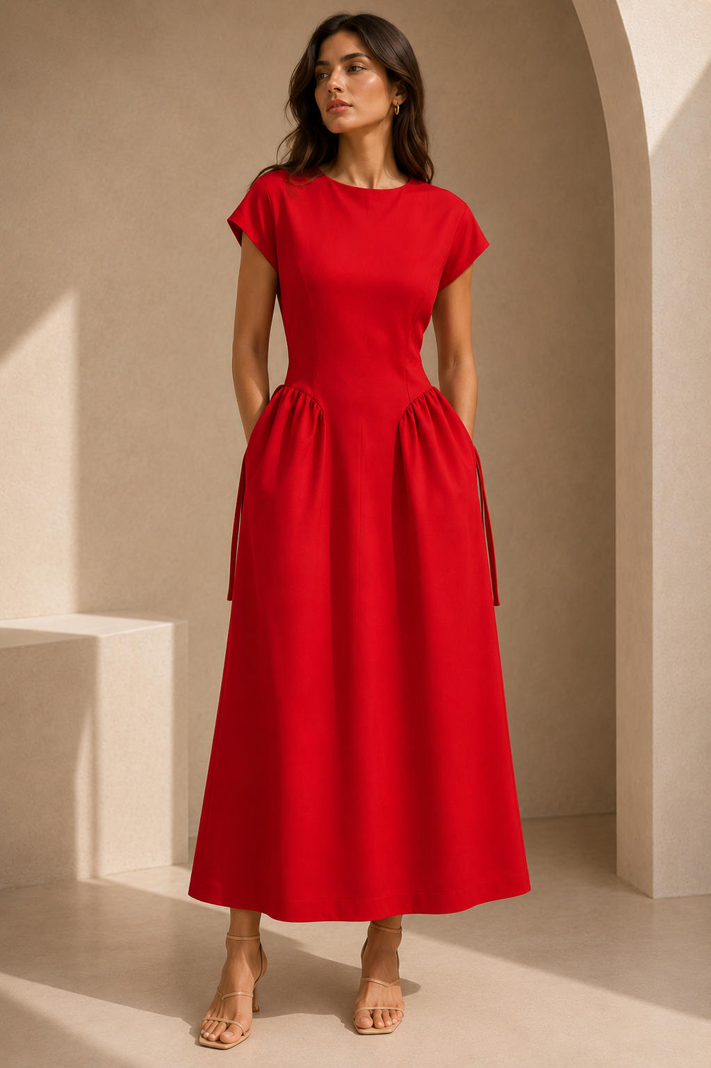 Scarlet Elegance Maxi Dress