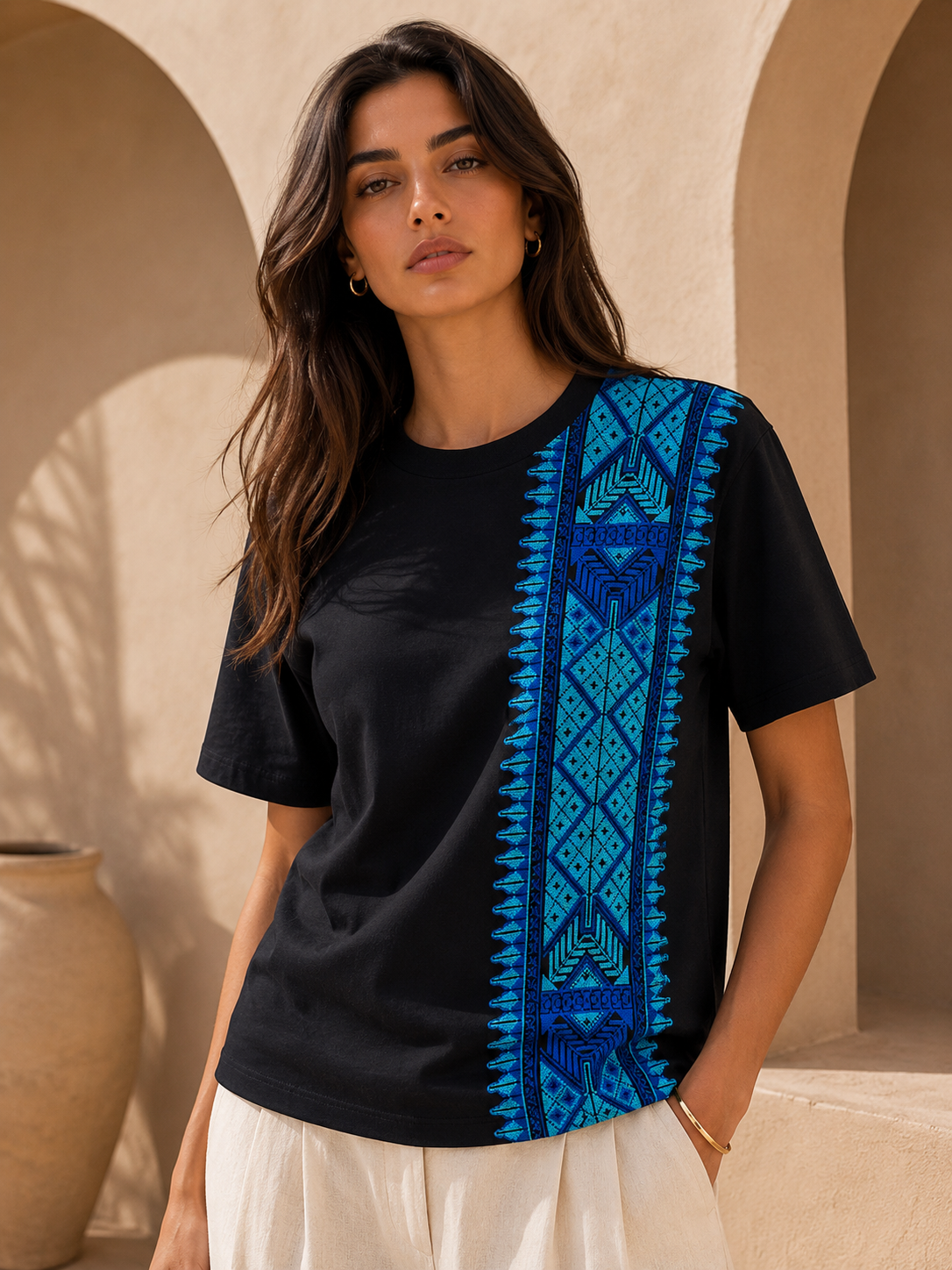 Edmonds Heritage Stripe Oversized T-Shirt – Black & Blue