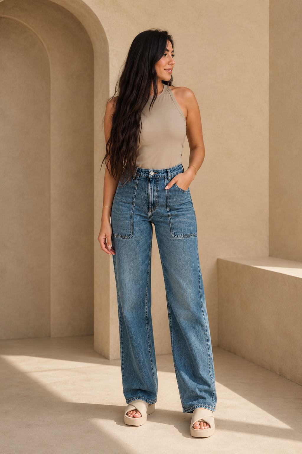 Harbor Wide-Leg Denim Jeans