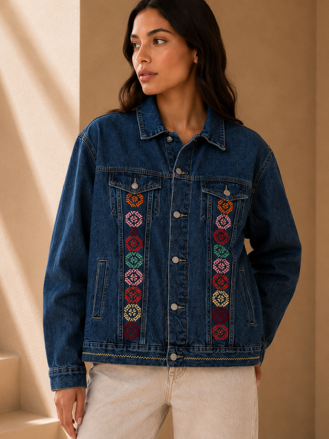 Bloom Handcrafted Palestinian Tatreez Denim Jacket