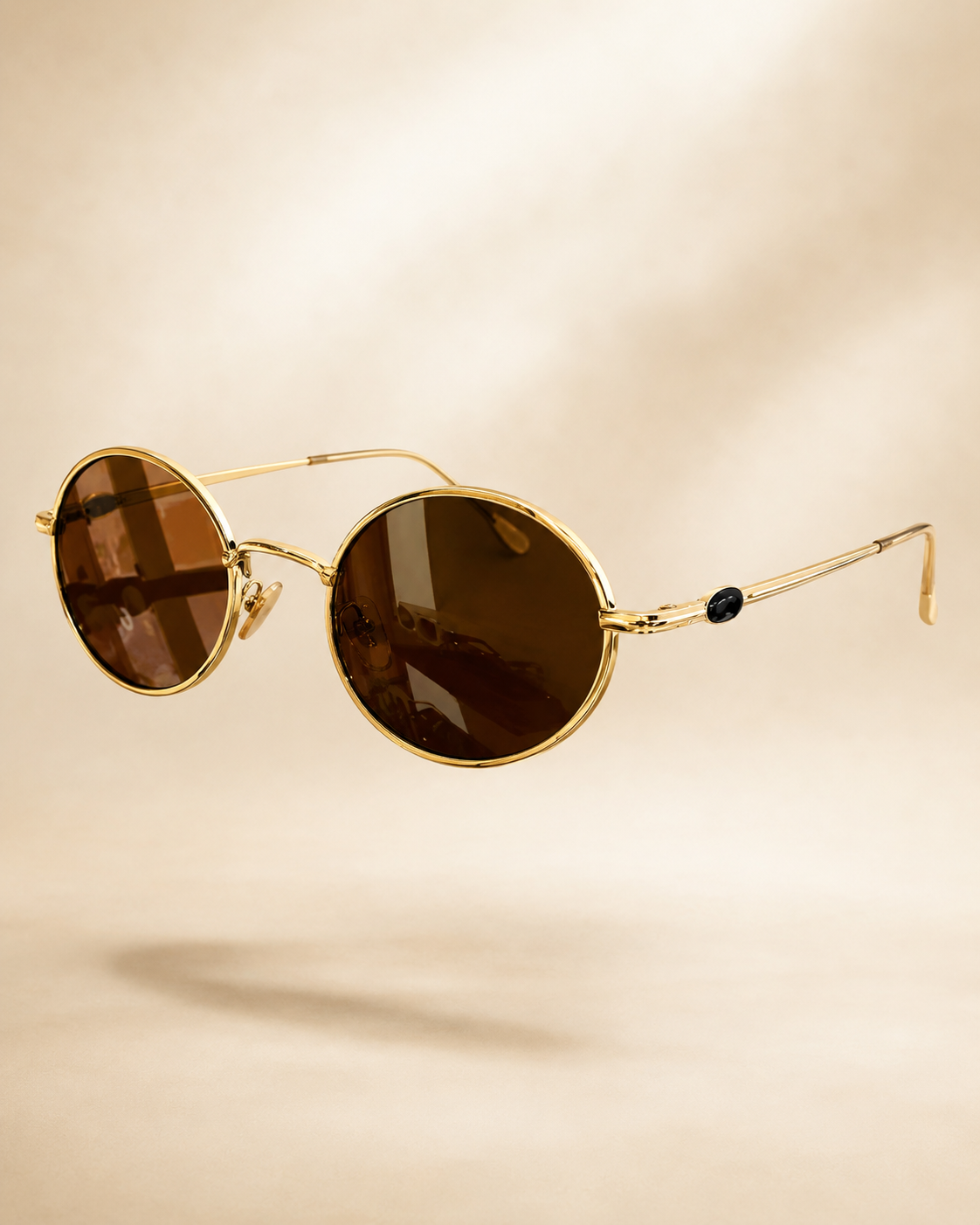 Golden Round Onyx Sunglasses
