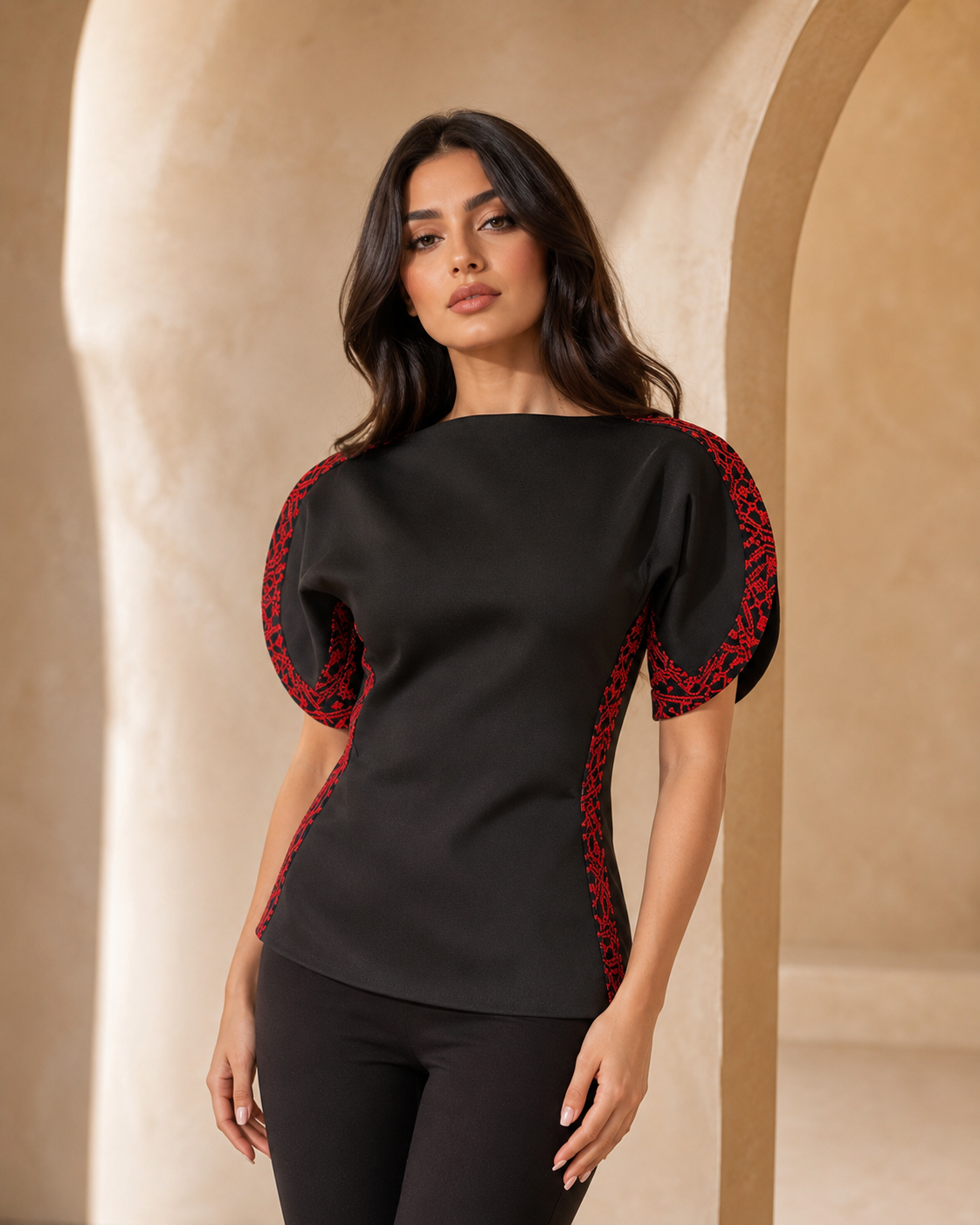 Tatreez Sculpted Sleeve Top