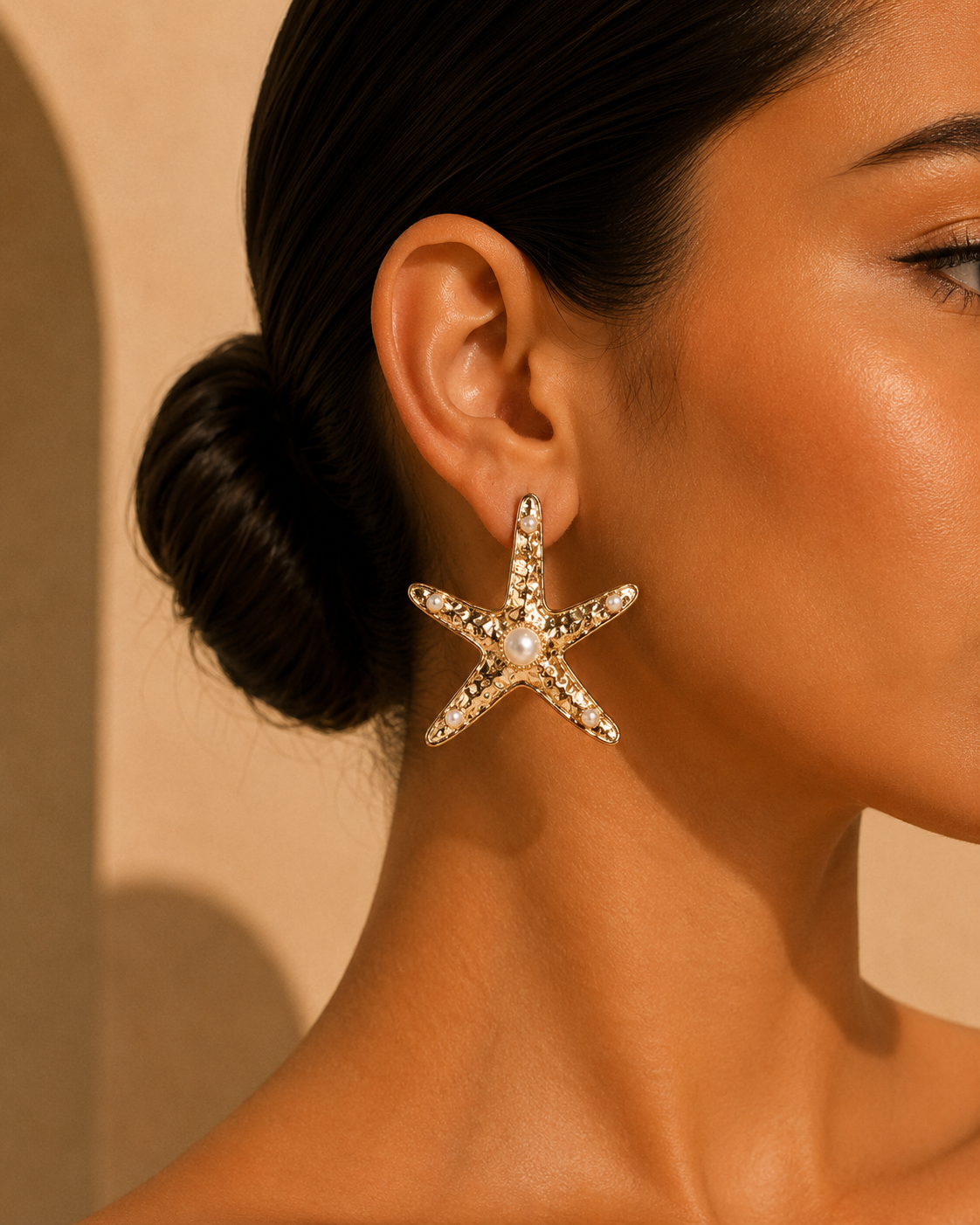 Pearl Starfish Statement Earrings