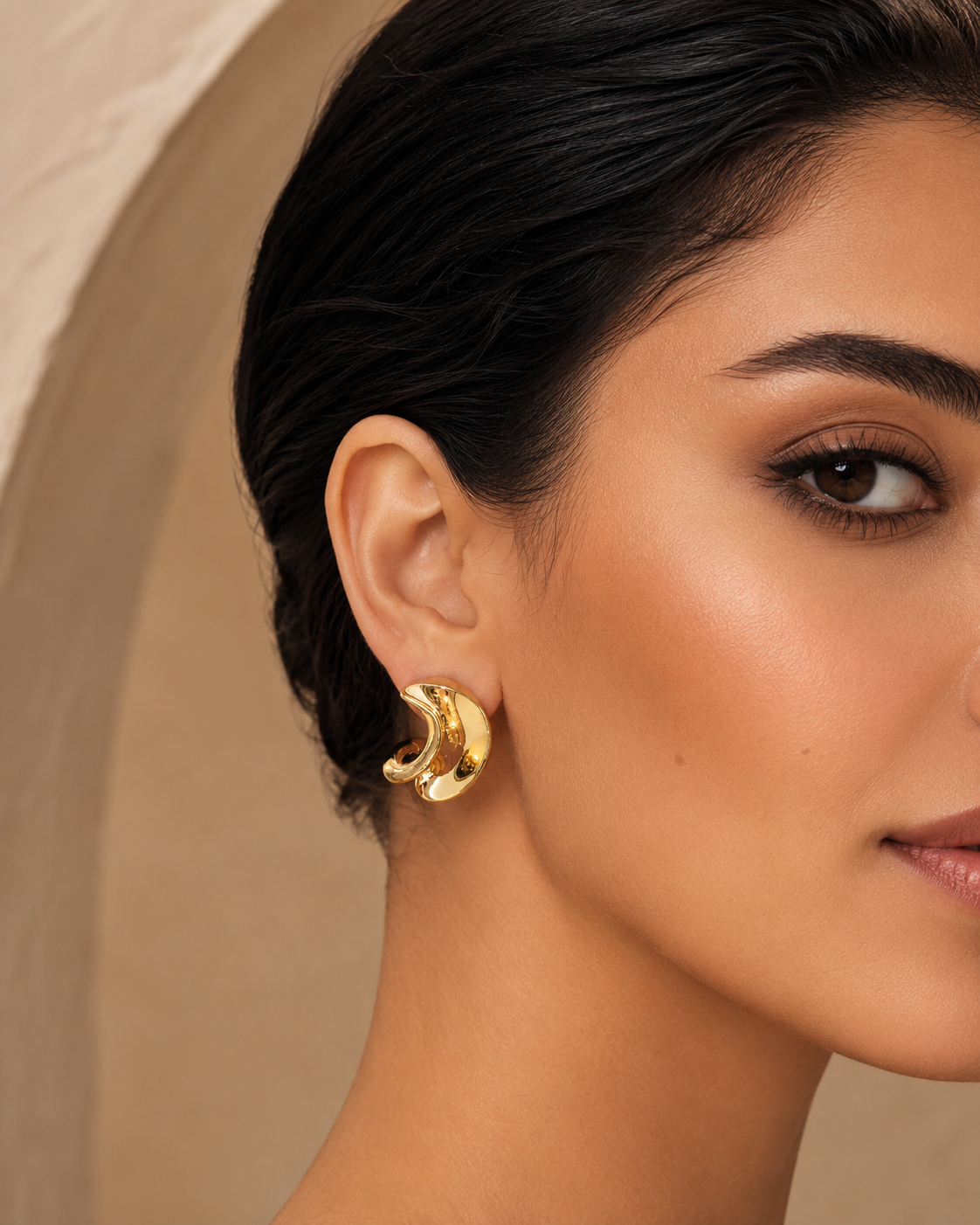 Sculpted Gold Crescent Earrings