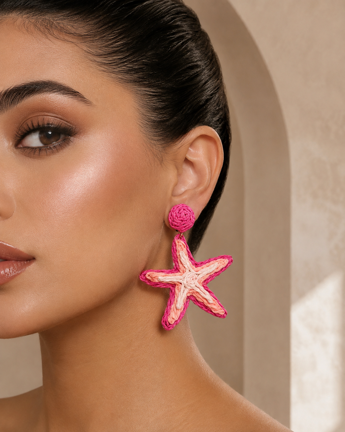 Pink Starfish Statement Earrings