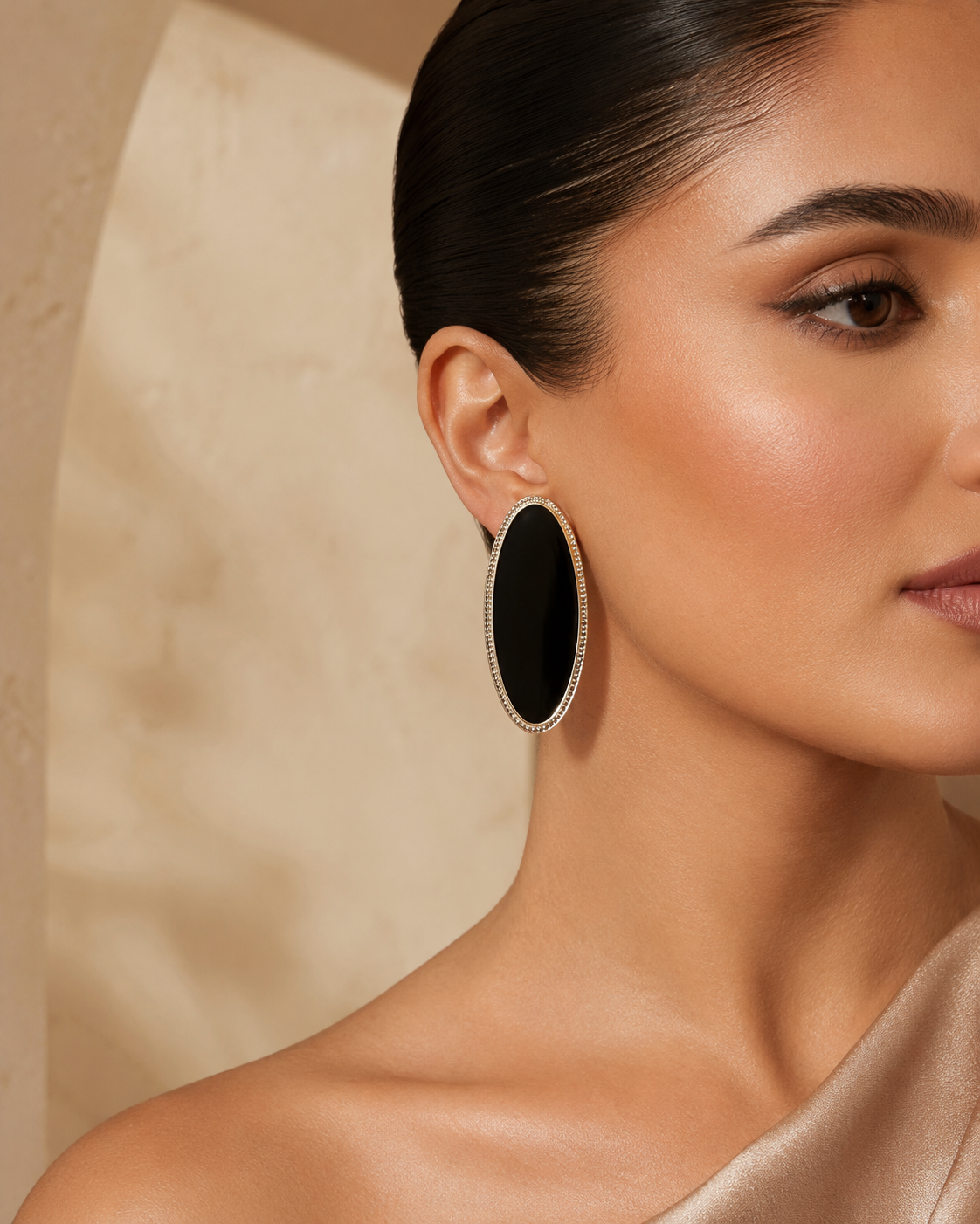 Noir Oval Statement Earrings