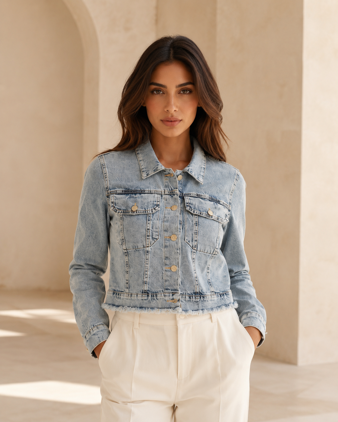Edmonds Handmade Tatreez Cropped Denim Jacket – Diamond Heritage Edition - Image 2