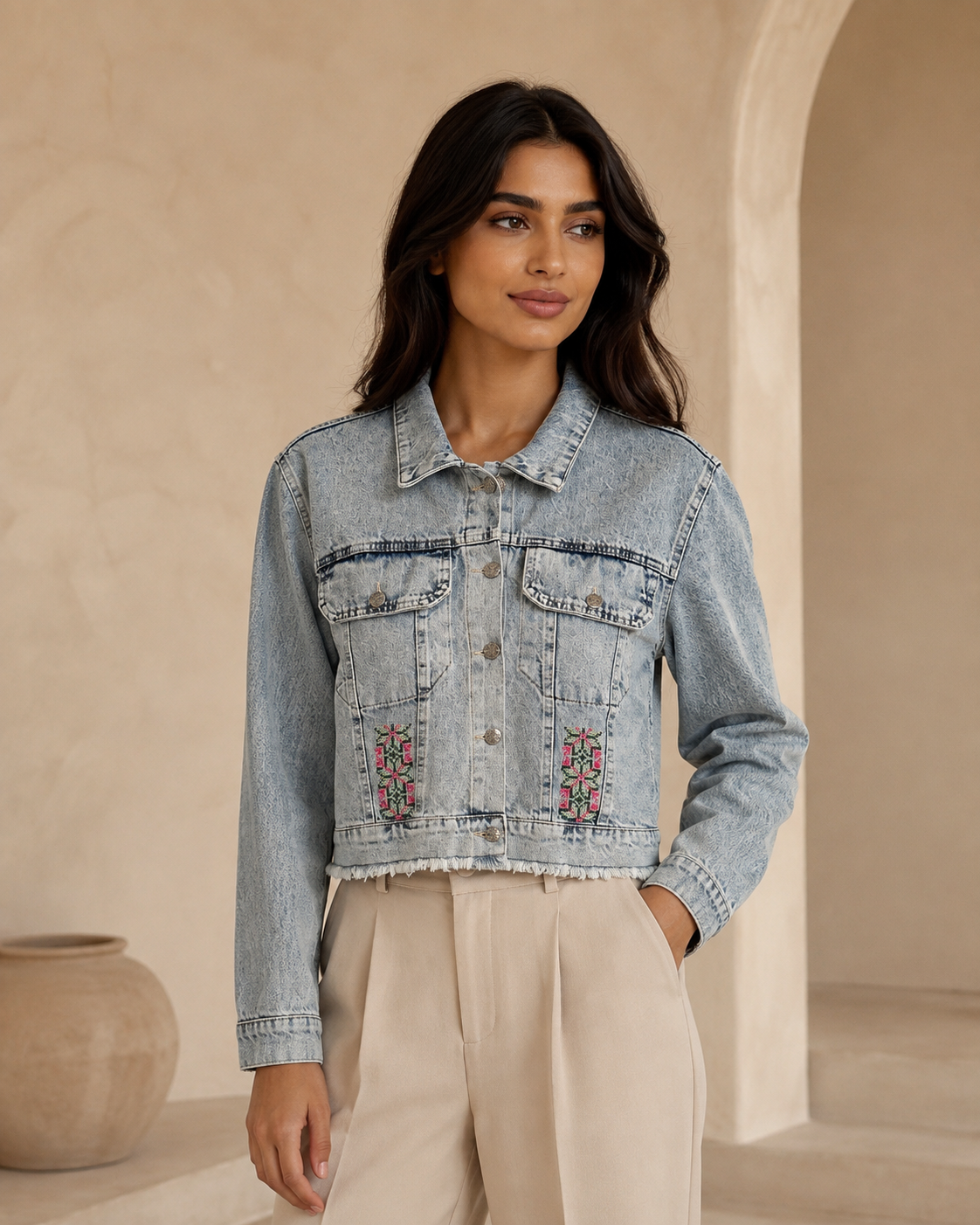 Edmonds Handmade Tatreez Denim Jacket – Back Embroidery Edition - Image 2
