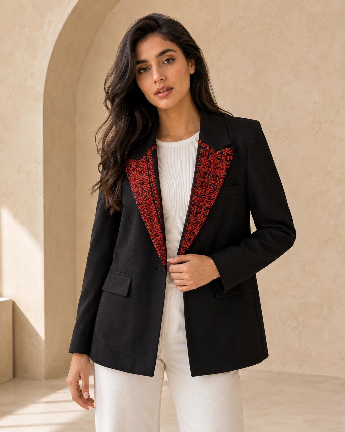 Edmonds Tatreez Blazer – Red Heritage