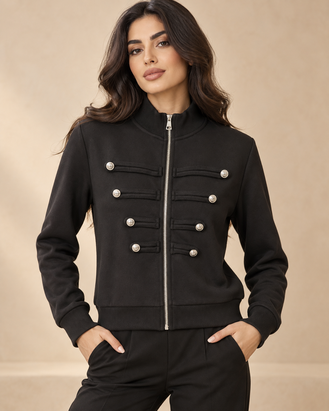 Military Button Zip Jacket