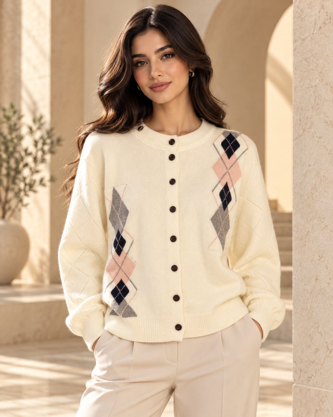 Amelia Argyle Knit Cardigan