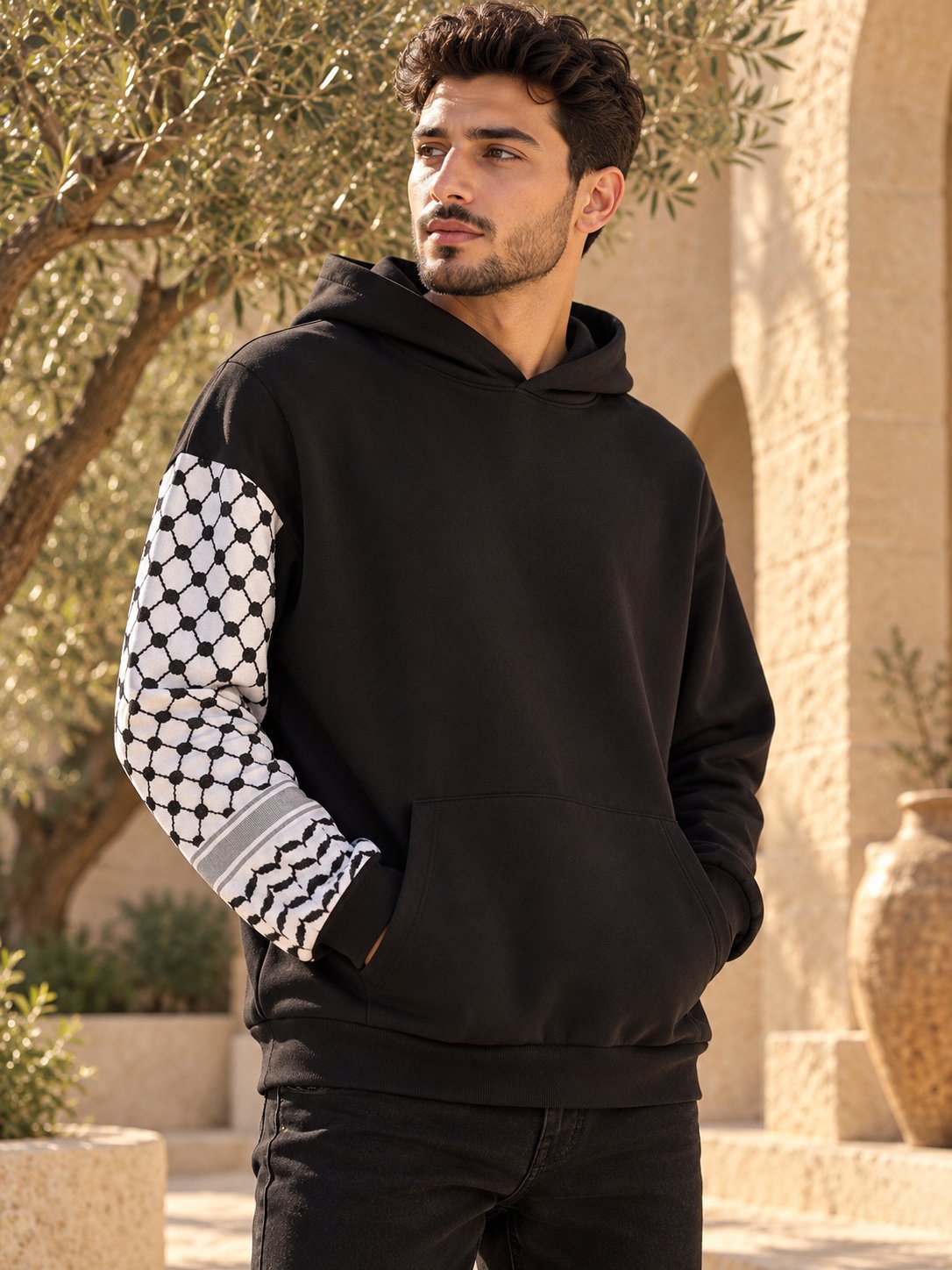 Unisex Palestinian Keffiyeh Sleeve Hoodie