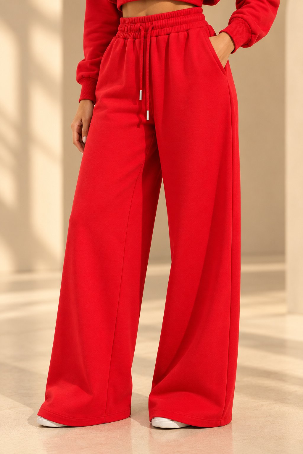 Essential Red Wide-Leg Sweatpants