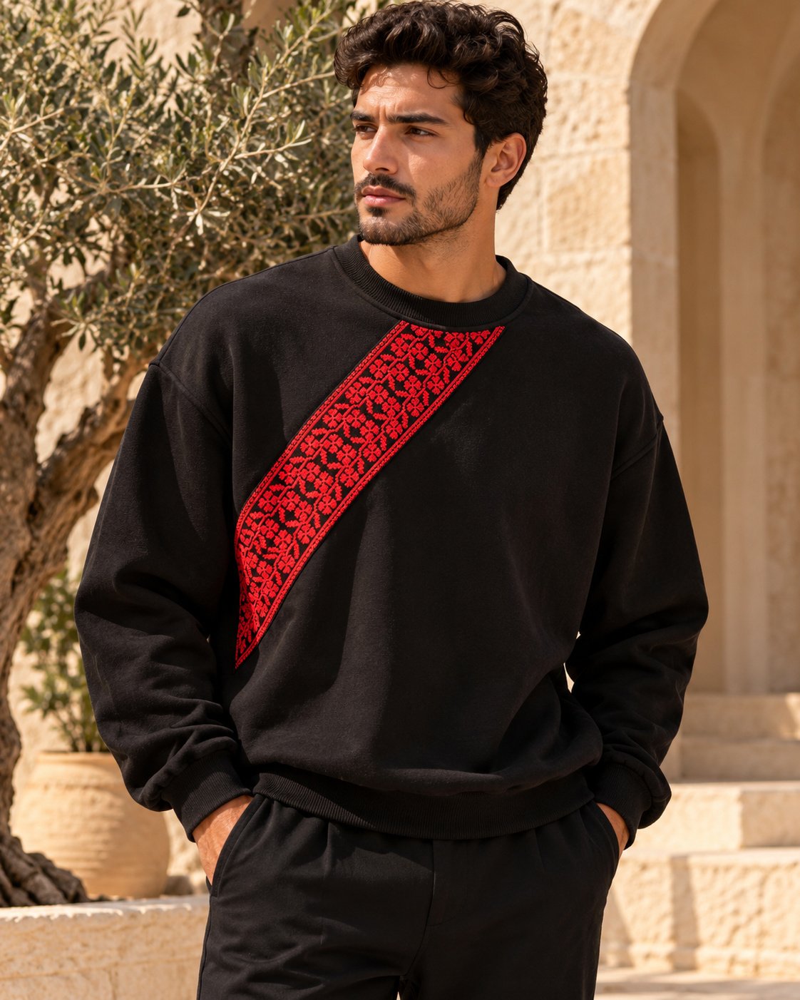 Unisex Palestinian Tatreez Diagonal Sweatshirt