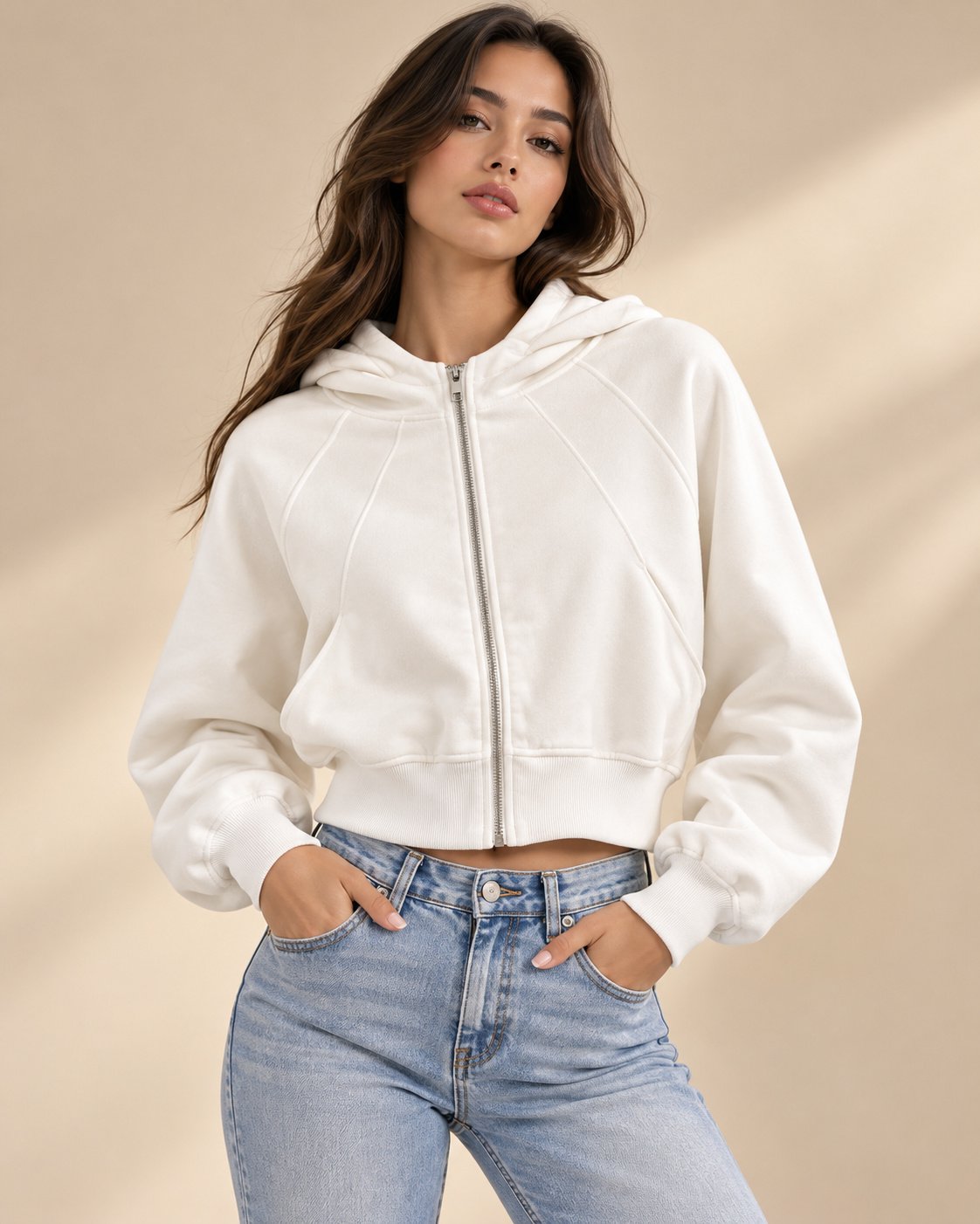 Everyday Cropped Zip-Up Hoodie